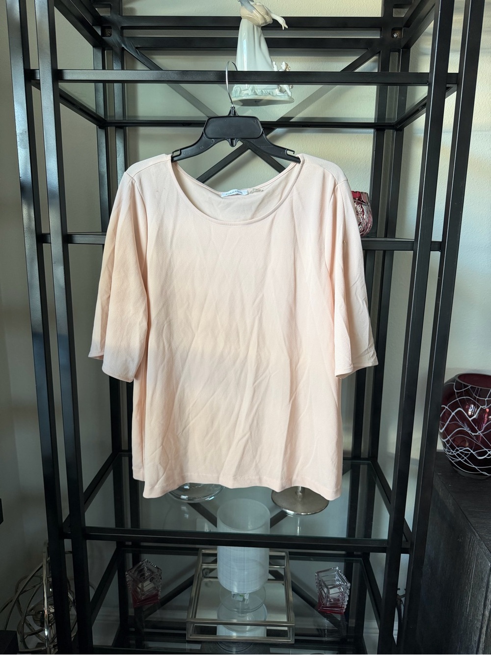 Calvin Klein Short Sleeve Scoop Neck Top - Light Pink